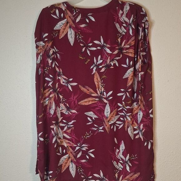 Worthington Burgundy Floral Blouse size XL - Picture 4 of 6